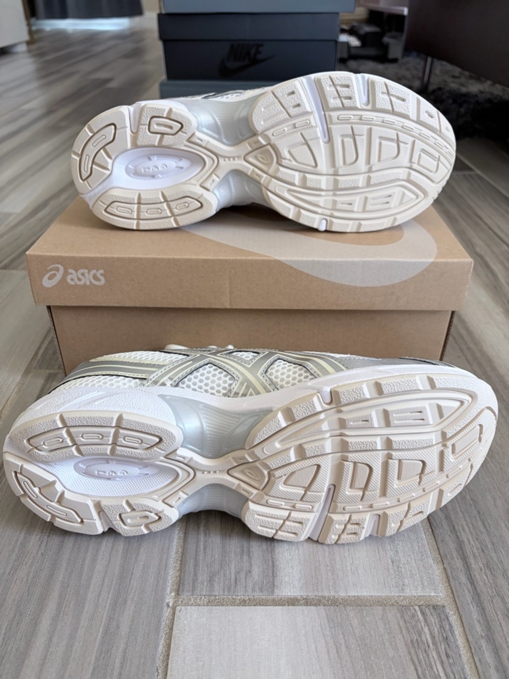Women's ASICS GEL-1130 Casual Shoes - Cream Pure Silver 1202A164-107 - Picture 8 of 9